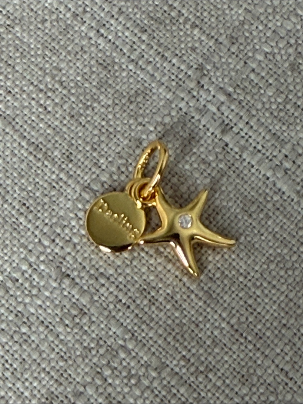 Gold Starfish Charm Pendant with Crystal Accent